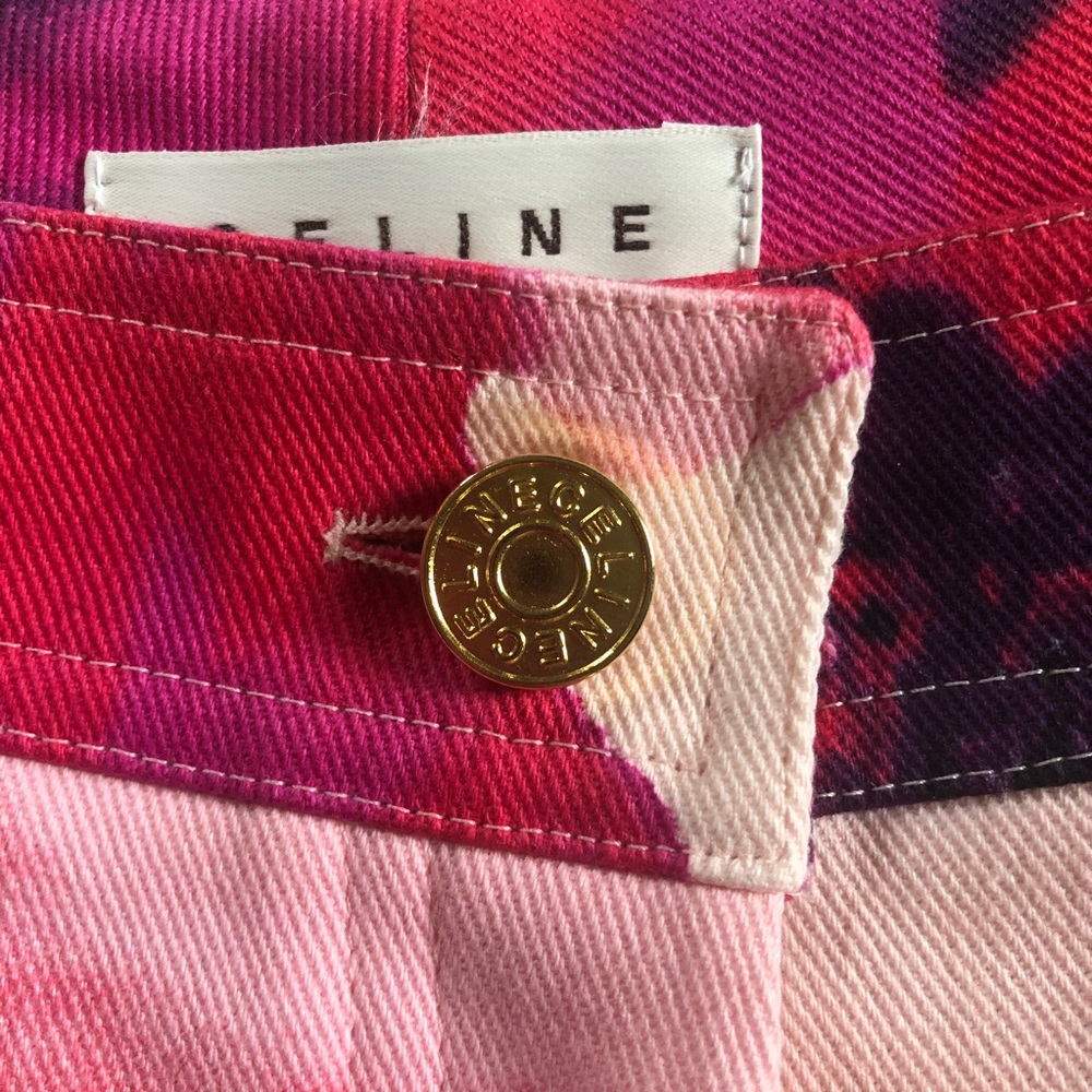 NWT Celine Pink Floral Stretch Denim Trousers 10 - Picture 3 of 15